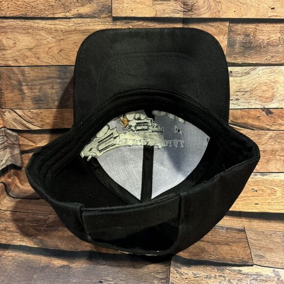 We Don’t Dial 911 Hat Embroidered Black Adjustable Hook & Loop Strapback Cap - Picture 5 of 7